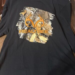 Realtree Black Tee with Orange Camo Logo